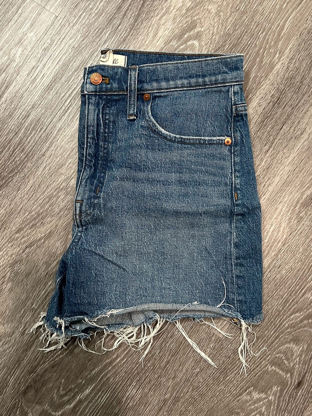 Madewell Dark Blue Raw-Hem Denim Shorts
